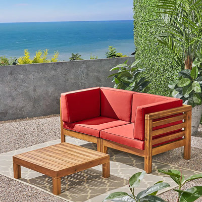 ENSEMBLE DE Sièges 3 pièces avec table basse, rouge