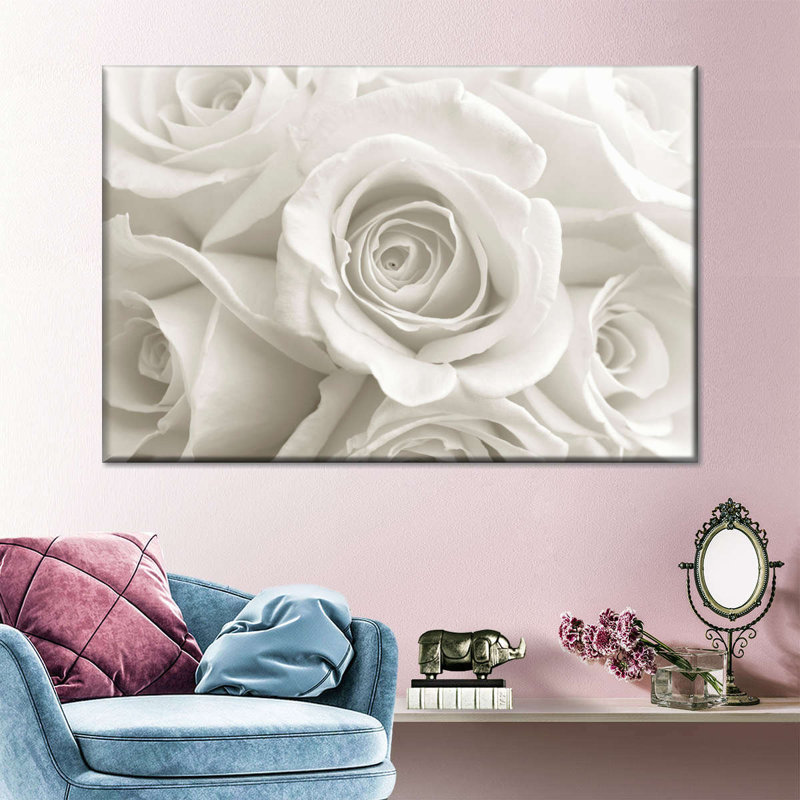 Pure White Roses, reproduction sur toile, H 24 po x l 36 po x P 1,25 po