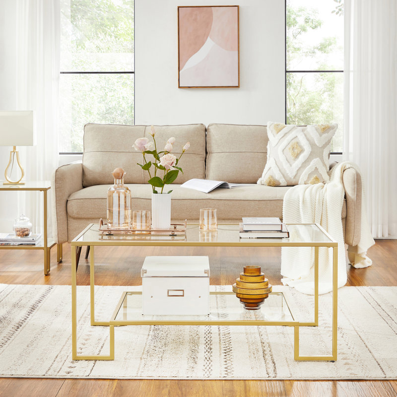Gus Frame Coffee Table with Storage, Gold
