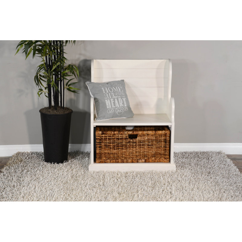 Andrew Hall Tree 31'' Wide with Bench and Shoe Storage, White