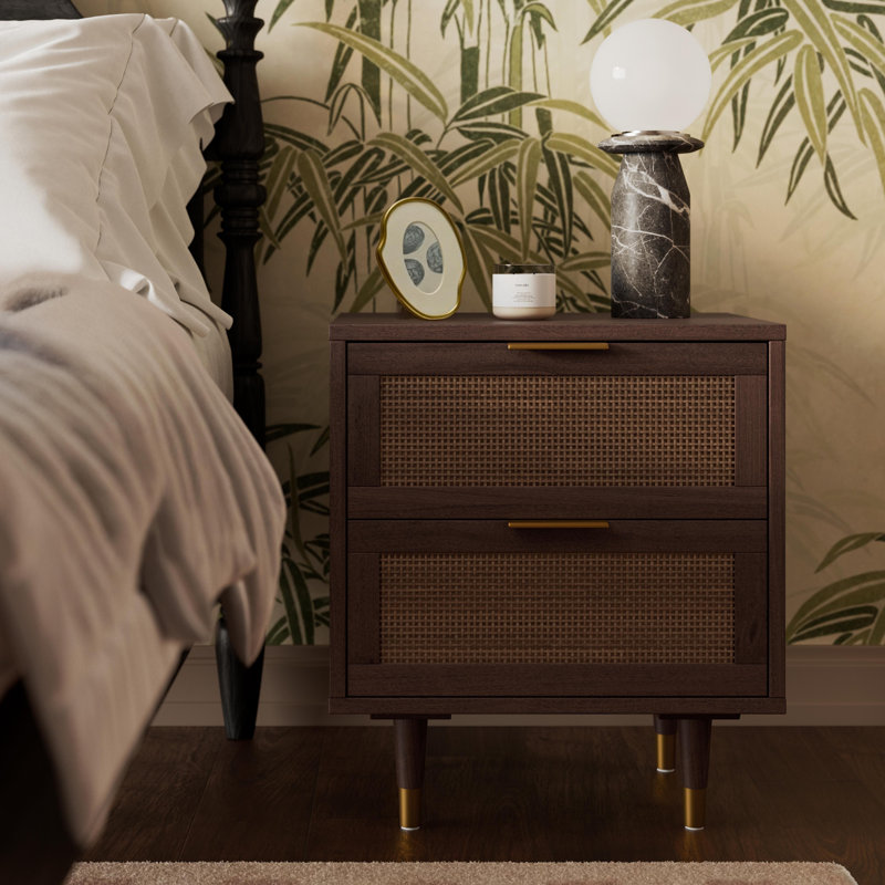 Sierra Dark Chocolate Brown 2 Drawer Nightstand, Dark Chocolate Brown