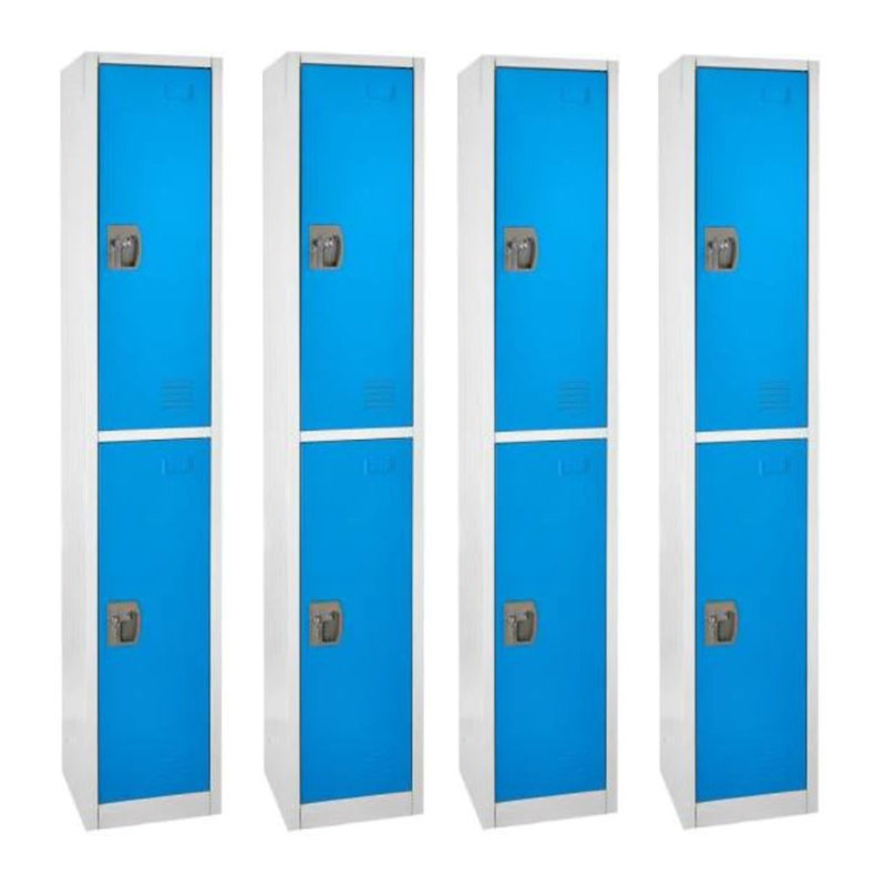 72'' Blue Steel 2-Tier Freestanding Office Locker Set with Adjustable Shelving