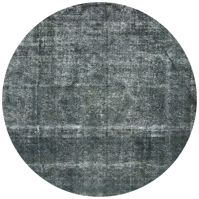 Tapis oriental noir / bleu, Rond 6 pi