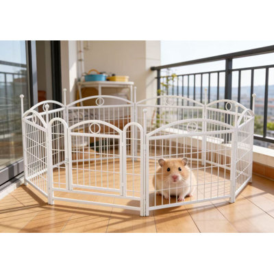 Parc pour clôture pliable pour chien à 8 panneaux, enclos d'exercice pour animaux en métal de 24 pouces de hauteur avec porte de sécurité, barrière portative pour chiots pour l'intérieur et l'extérieur