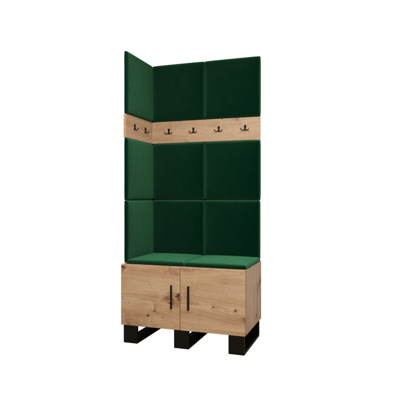 12 Pair Shoe Storage Cabinet, Brown/Green
