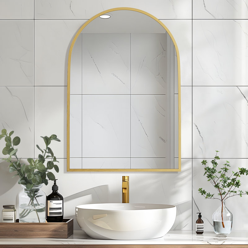 Margulies Metal Arch Mirror, 38" H x 26" W, Gold