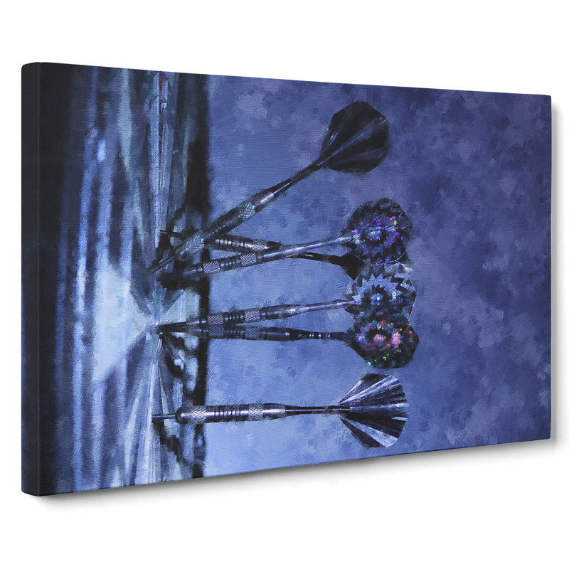 Darts And Dartboard - Wrapped Canvas Print, 50cm H x 76cm W x 3cm D