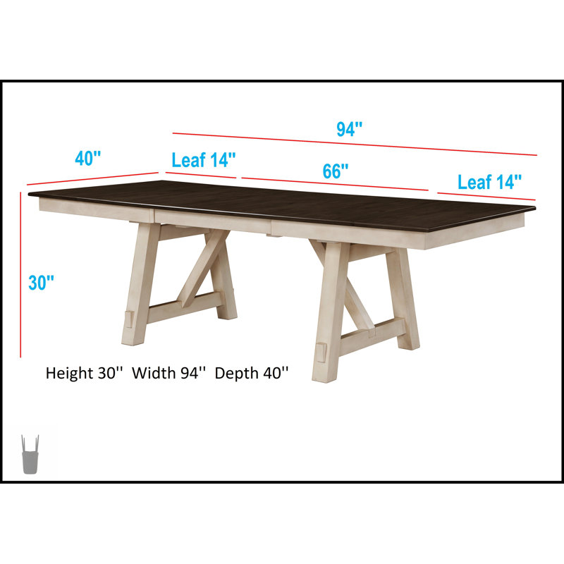 Ensemble de table de salle à manger extensible de style chalet 7 pièces avec finition bicolore gris craie, chaises rembourrées et rallonges autoportantes pour des sièges polyvalents