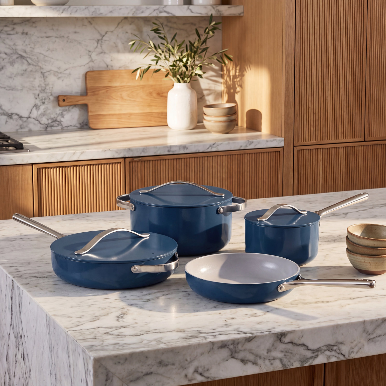 Caraway Ceramic Non-Stick Cookware Set, Navy