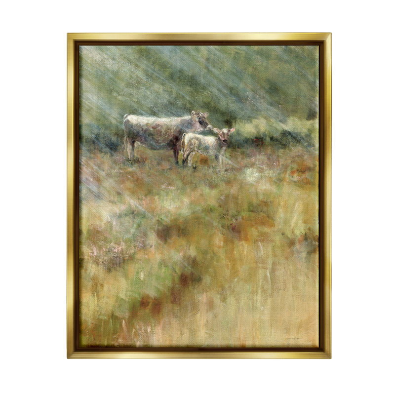 Art mural sur toile flottant ensoleillé par Kamdon Kreations, H 31 po x l 25 po x P 1,7 po, Cadre flottant métallique doré