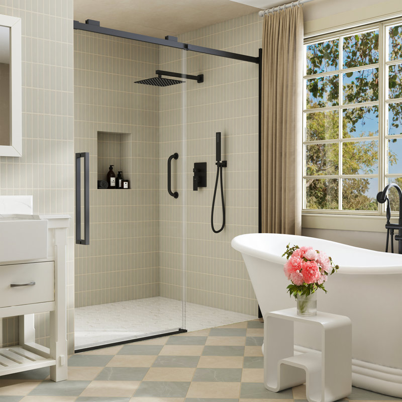 14" ADA Safety Grab Bar Shower System with 10-Inch Rain Shower and Handheld Spray