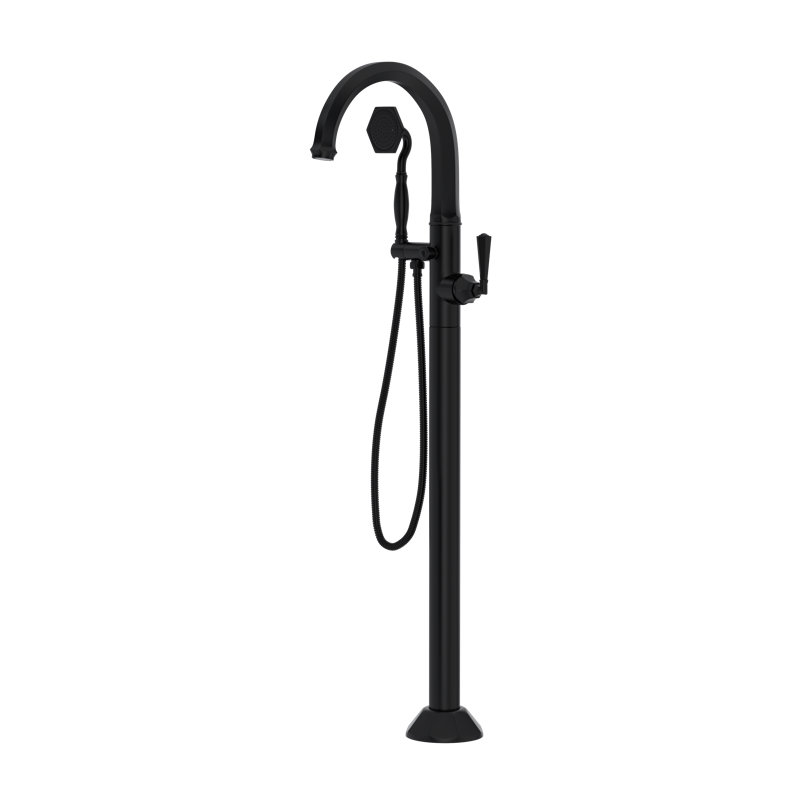 Palladian Single Hole Floor Mount Tub Filler Trim, Matte Black