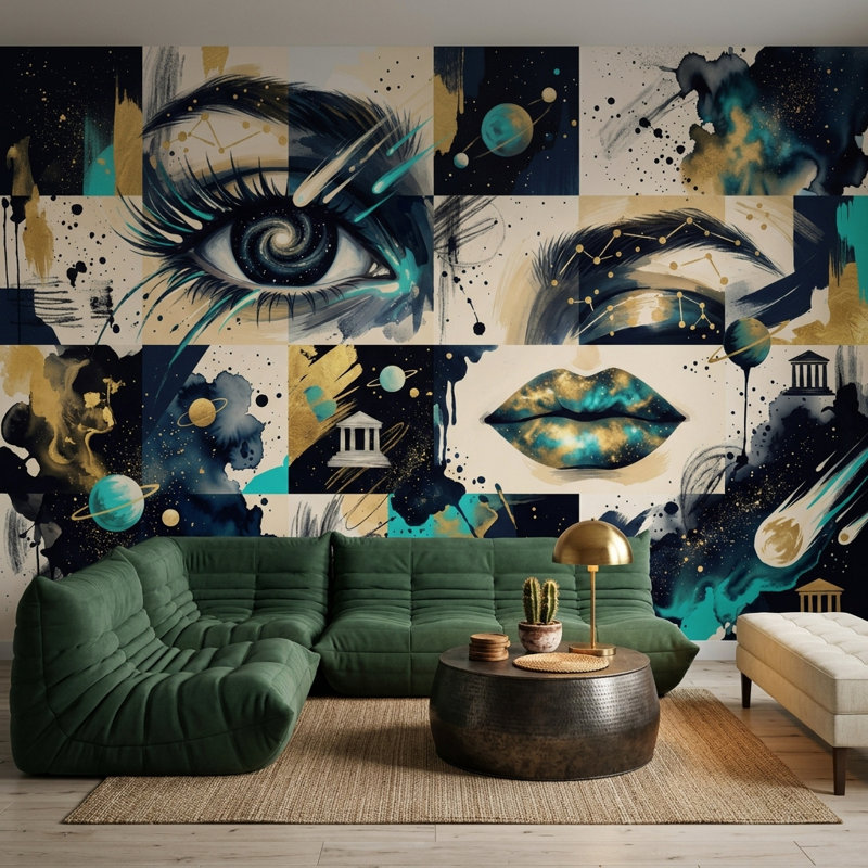 Décoration murale amovible Galaxy, Non tissé, 160 po x 108 po