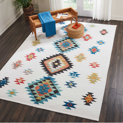 Tapis blanc / brun / bleu Southwestern