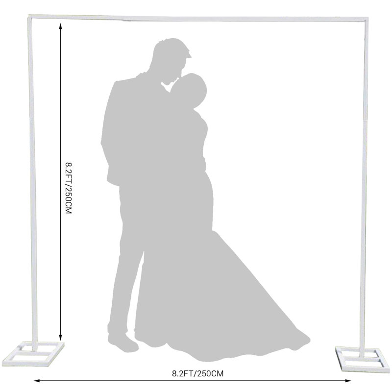 Support de 8,2 pi pour arche de mariage, toile de fond carrée, support réglable, cadre en arche rectangulaire en métal, support pour arche de ballon, fête de naissance, fête d'anniversaire, décoration, blanc
