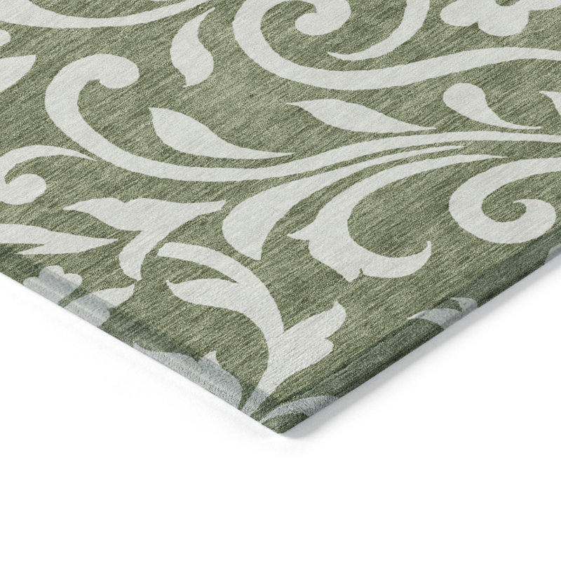 Malek Washable Floral Indoor / Outdoor Rug, Rectangle 3' x 5'