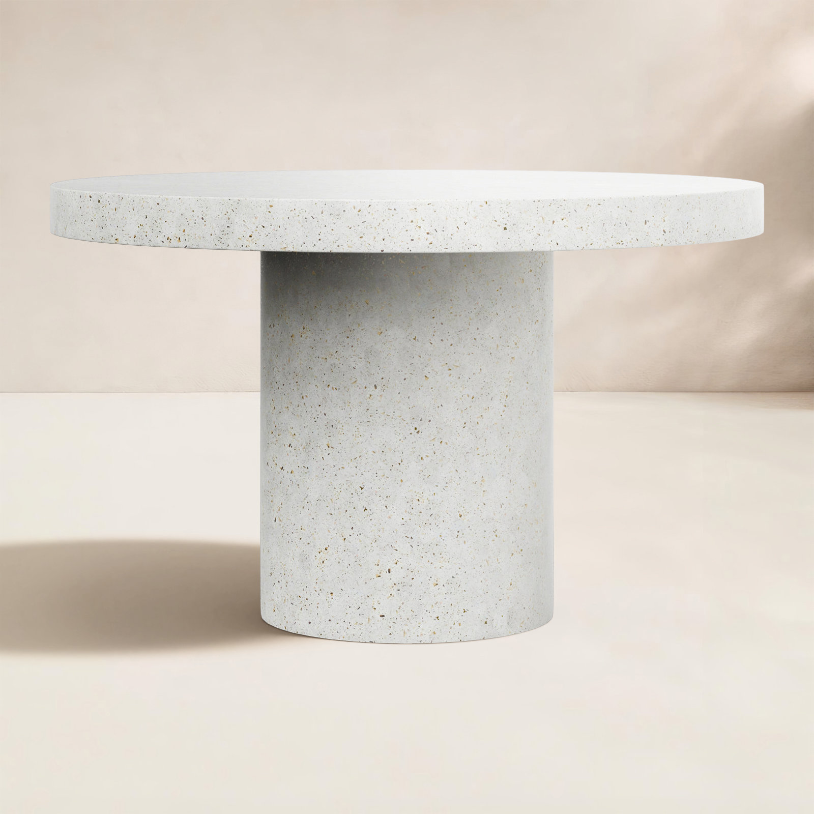 Kareen Concrete Dining Table, 60" Round, Ivory Terrazzo, Counter Table (36.25" Height)