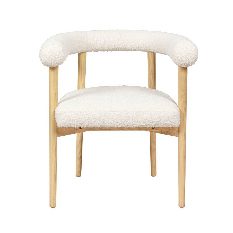 48.3cm H Boucle Upholstered Armchair, Cream, Natural