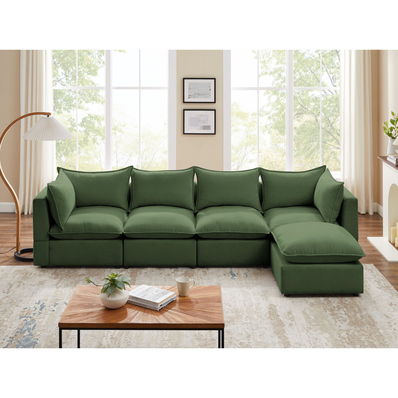 Izaia 5 - Piece Upholstered Sectional, Olive Green 100% Polyester