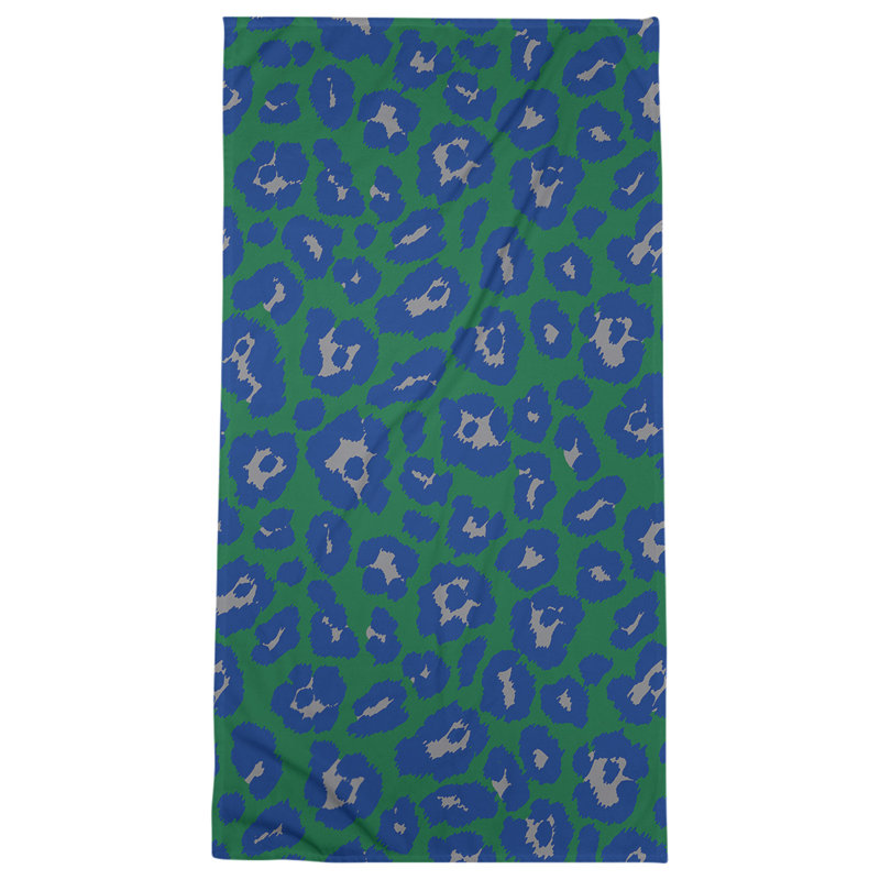Serviette de plage Holderness, Vert / argent / bleu, Microfibre