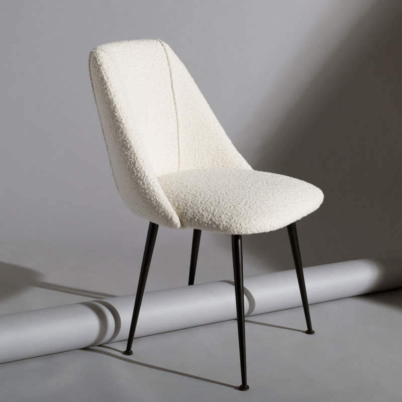 Chaise d'appoint rembourrée Lovel, Noir, Ivoire / noir