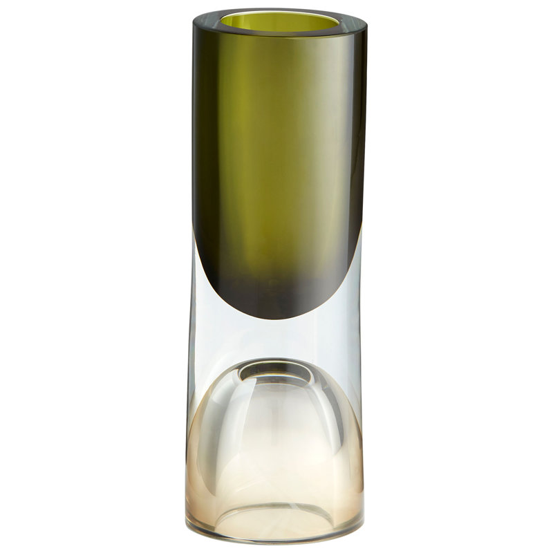 Majeure Glass Table Vase, 12" H x 4" W x 4" D, Brown/Green