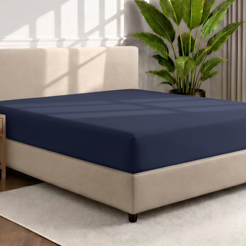 Microfiber Fitted Sheet, Midnight Blue, Full Fitted Sheet