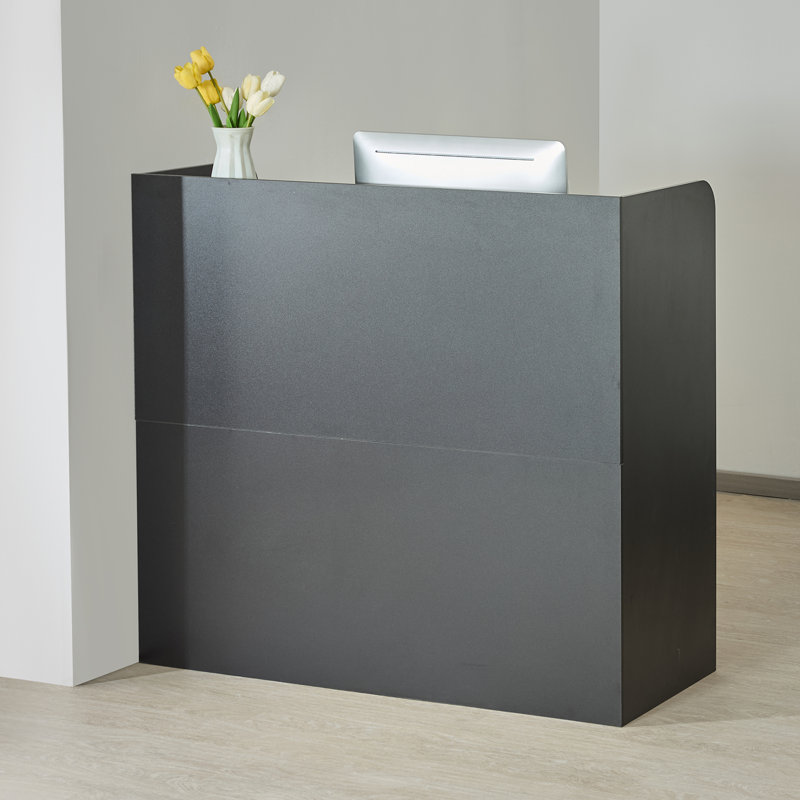 Reception Desk Rectangular Front Counter Table 47.24 in Black Office Table