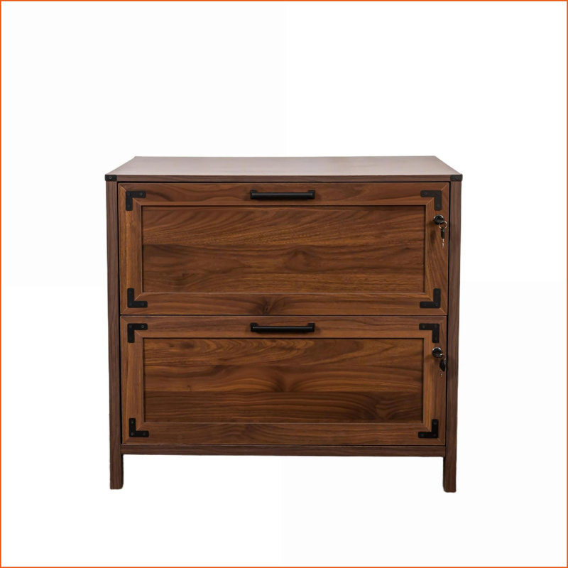 File Cabinets Farmhouse 2 Drawer Lockable Filing Cabinet with 31.5”W x 20”D x 28.98”H | Particle Board + MDF