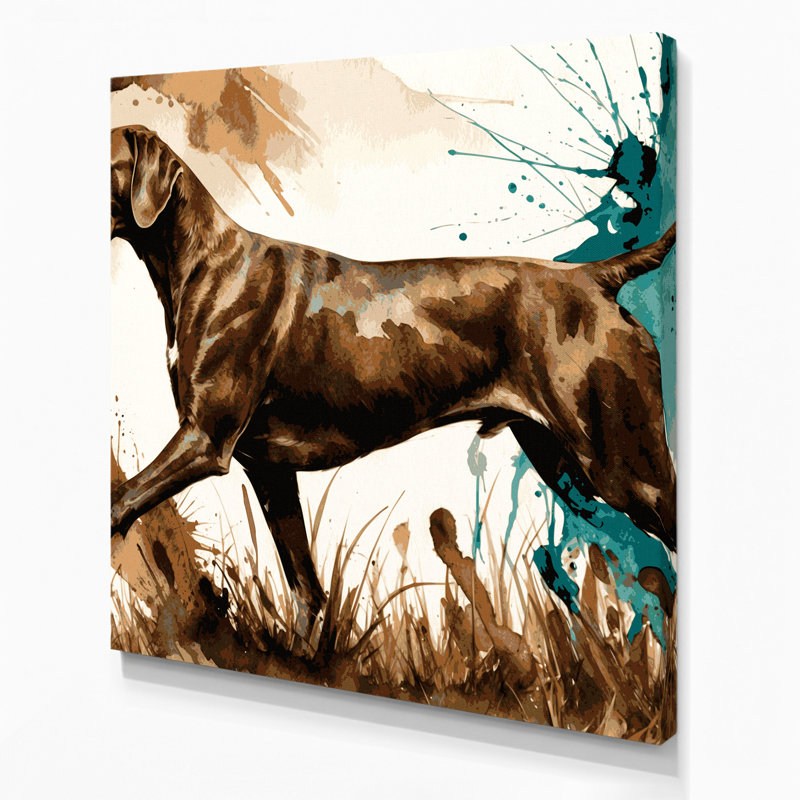 «Dogs Pointer», art mural sur toile beige, H 16 po x l 16 po
