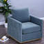 Fauteuil pivotant à 360°, fauteuil moderne en chenille bleue pour salon