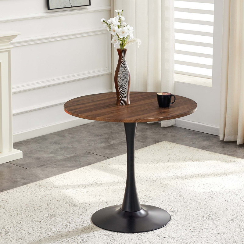 Table ronde ronde, table tulipe ronde de 31,5 po avec plateau de table épaissi et piédestal en métal, table de bistro moderne Mid-Century