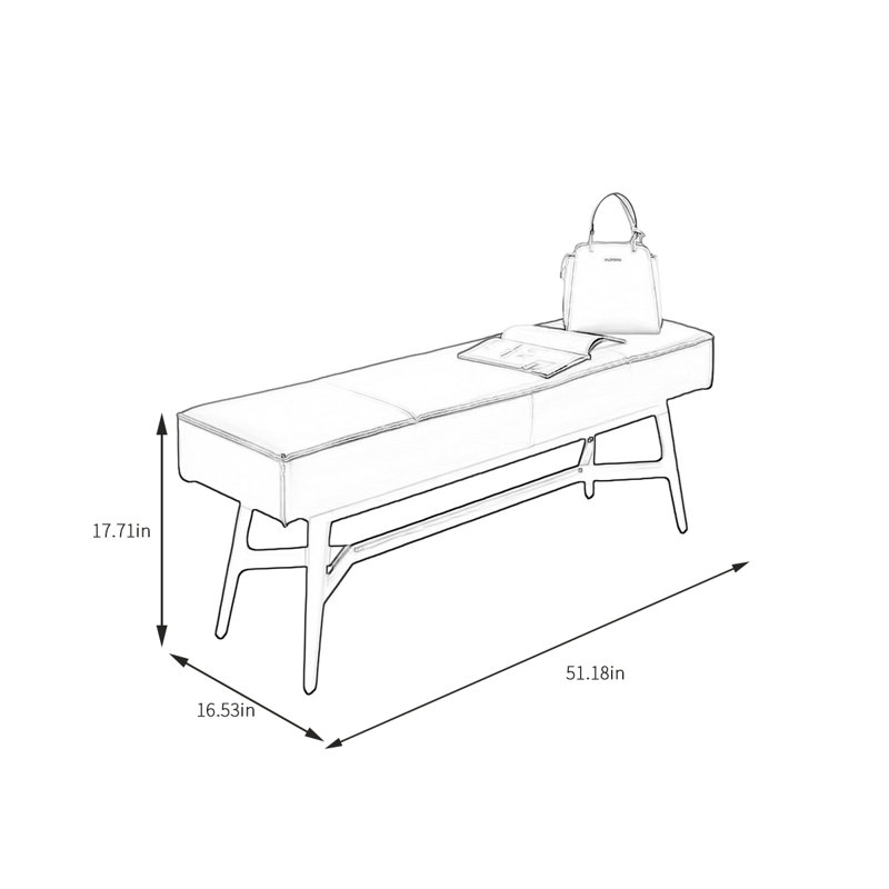 Banc de rangement Misal, H 17,71 po x l 51,18 po x P 16,53 po