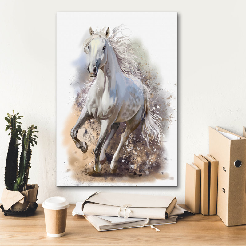  «White Horse Runs» par Kajenna, art mural sur toile, 18 po x 26 po