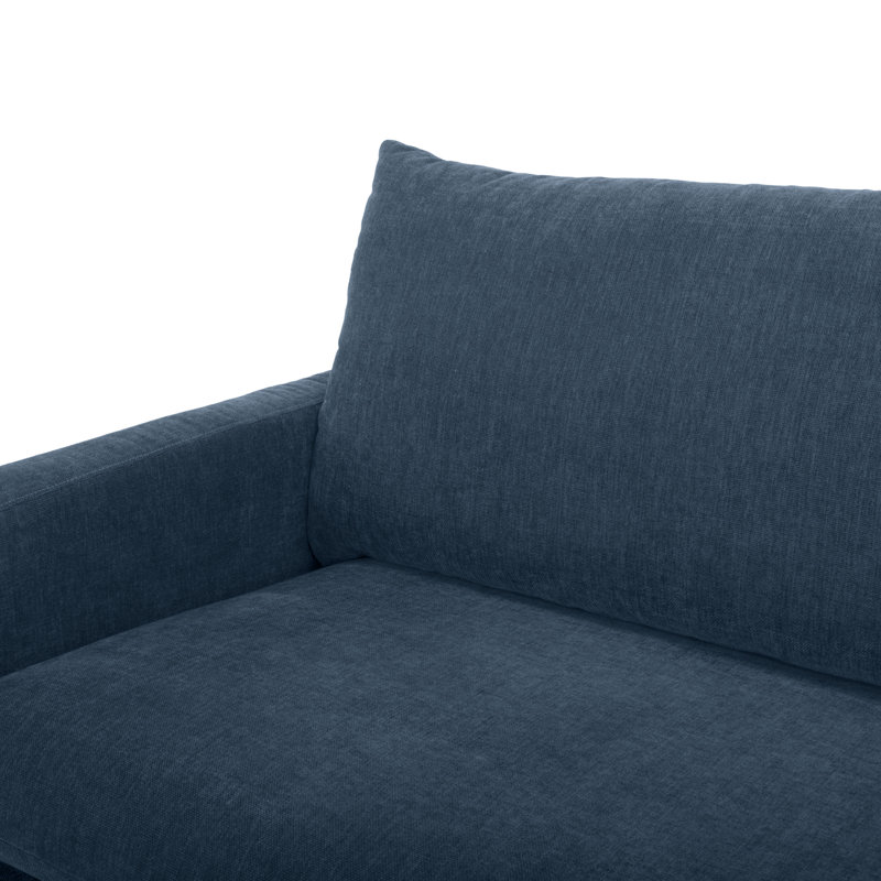 Canapé à accoudoirs carrés 80 po Almeta, Bleu cendré