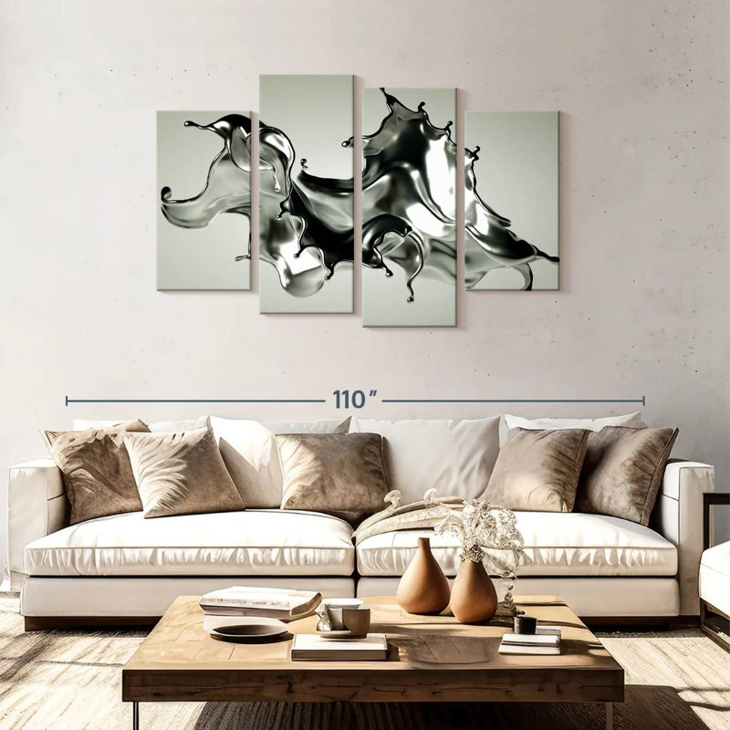 Argent abstrait Avery, H 48 po x l 75 po