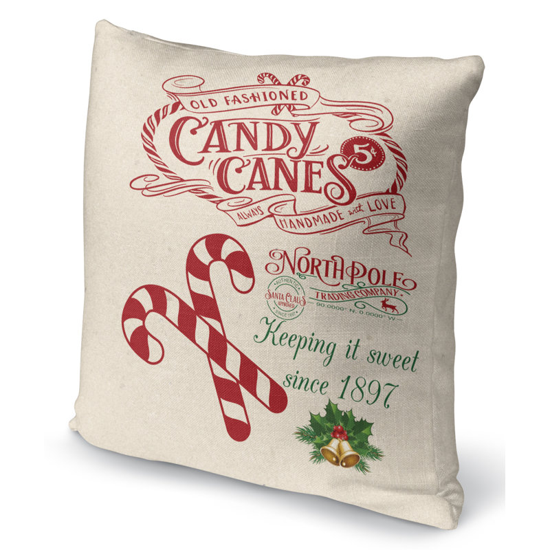 Coussin décoratif intérieur / extérieur Candy Canes, 26 po x 26 po, Carré