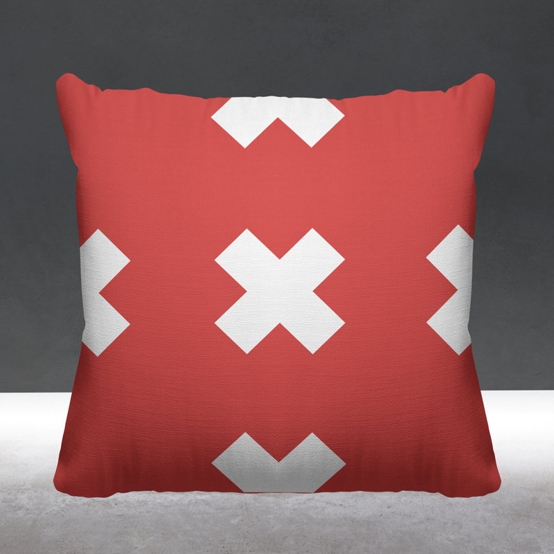 Coussin intérieur / extérieur Luella, 15 po x 15 po, Corail, Carré