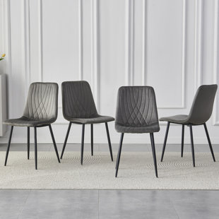 49cm H Tufted Velvet Upholstered Side Chair in Grey