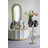 Navy Blue Ceramic Vase With Gold Tulip Design-529854753