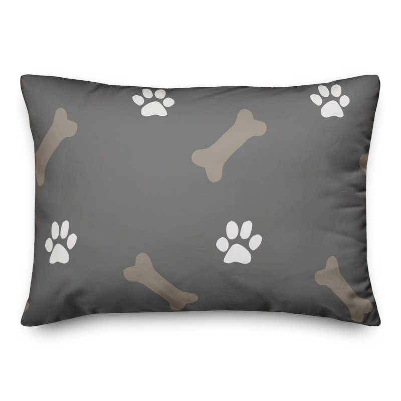 Gray Rectangular Animal Print Indoor/Outdoor Throw Pillow