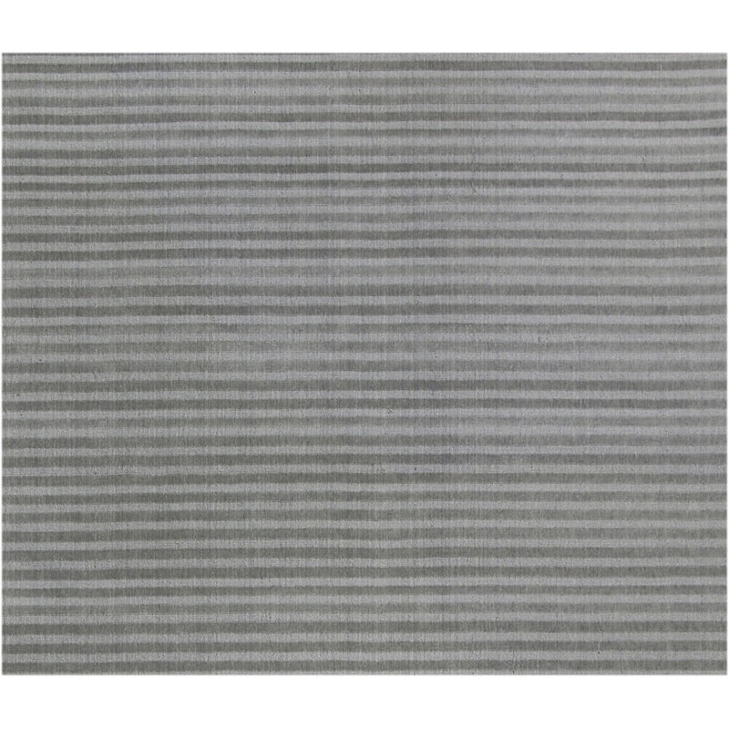 Wool Striped Area Rug in Gray, Rectangle 8' x 10'