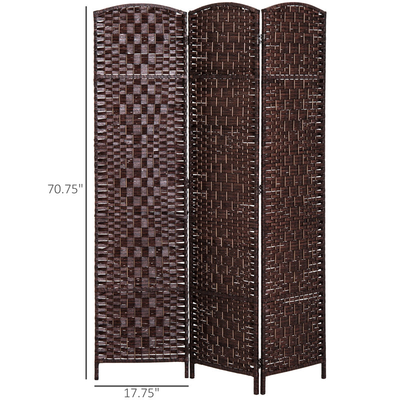Paravent 3 panneaux Brown Weave - hauteur 6 pi. Paravent artistique au design élégant. Idéal pour les petits espaces. Panneaux hauts portatifs pliables, brun. Facile à plier