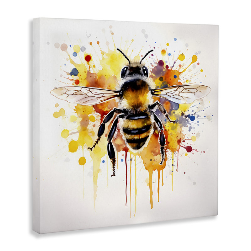 "Watercolor Style Bee", art mural par Petal Prints Design, H 36 po x l 36 po