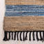 Tapis en cuir / jute / coton tissé à la main Vintage en beige / gris / bleu-506251380