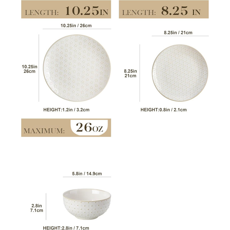 Stoneware Dinnerware - Service for 4, White