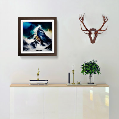 Mount Everest Abstract Expressionism - Single Picture Frame Print on Wood