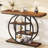 41.3" Industrial Console Table, 4-Tier Rustic Brown Sofa Table with Unique Circle Metal Frame & Storage Shelves, Narrow Entryway Accent Table for Living Room, Hallway, Foyer-884440966-884440965