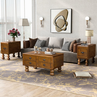 Genve 3Piece Solid Wood Coffeetable Set