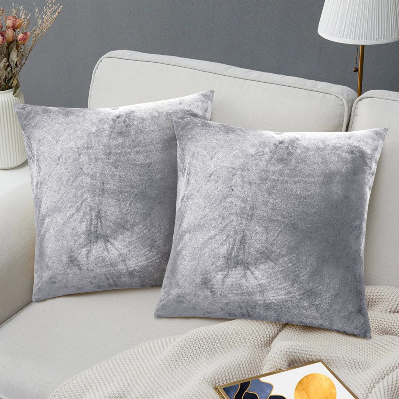 Heavy Crushed Velvet Cushion Cover, Silver